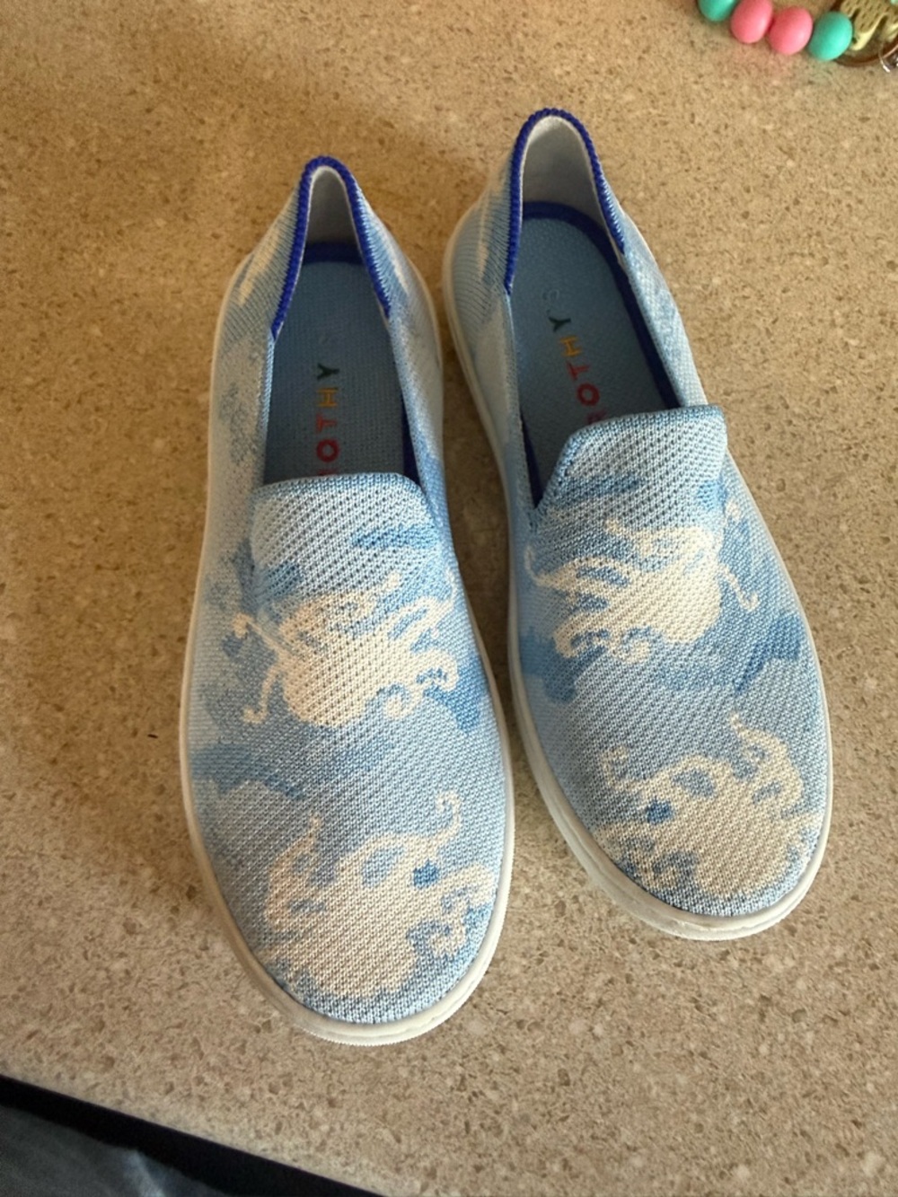 Rothy’s Girls Slip-On Knit Sneaker - Light Blue & Cream